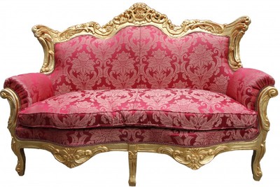 4250828365256 - Barock  2er Sofa Master Bordeaux Muster  Gold 2Mod - Wohnzimmer Couch MÃ¶bel Lounge