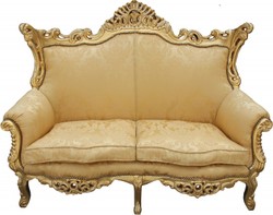 4250828365263 - Barock  2er Sofa Master Gold Blumen Muster  Gold 2Mod - Wohnzimmer Couch MÃ¶bel Lounge