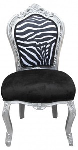4250828365331 - Barock Esszimmer Stuhl Schwarz   WeiÃ   Silber  ohne Armlehnen - Antik MÃ¶bel Zebra