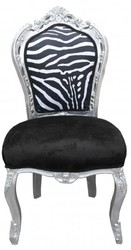 4250828365331 - Barock Esszimmer Stuhl Schwarz   WeiÃ   Silber  ohne Armlehnen - Antik MÃ¶bel Zebra