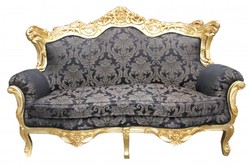 4250828365430 - Barock  2er Sofa Master Schwarz Muster  Gold 2Mod - Wohnzimmer Couch MÃ¶bel Lounge
