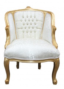 4250828365515 - Barock Salon Sessel WeiÃ  Gold - Cocktailsessel