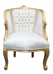 4250828365515 - Barock Salon Sessel WeiÃ  Gold - Cocktailsessel