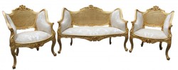 4250828365539 - Barock Salon Sitzbank +  2 Sessel Creme  Gold  - Cocktailset- Salon Set