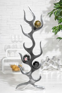 4250828365690 - Designer Weinregal fÃ¼r 9 Flaschen poliertes Aluminium HÃ¶he 93 cm Breite 27 cm Tiefe 14 cm - Flaschenhalter Flaschenablage Flammen Flames