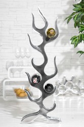 4250828365690 - Designer Weinregal fÃ¼r 9 Flaschen poliertes Aluminium HÃ¶he 93 cm Breite 27 cm Tiefe 14 cm - Flaschenhalter Flaschenablage Flammen Flames