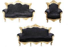 4250828366024 - Barock Wohnzimmer Set Schwarz Gold - 3er Sofa+2er Sofa + 1 Sessel 4250828366024 - Barock Wohnzimmer Set Schwarz Gold - 3er Sofa+2er Sofa + 1 Sessel