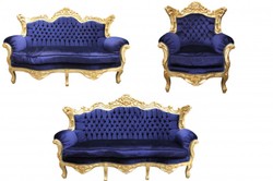 4250828366079 - Barock Wohnzimmer Set Royal Blau Gold - 3er Sofa+2er Sofa + 1 Sessel 4250828366079 - Barock Wohnzimmer Set Royal Blau Gold - 3er Sofa+2er Sofa + 1 Sessel