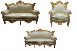 4250828366130 - Barock Wohnzimmer Set JadegrÃ¼n  Gold - 3er Sofa+2er Sofa + 1 Sessel