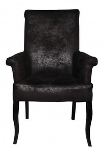 4250828366598 - Esszimmer Stuhl Dunkel Braun   Braun Veloursleder mit Armlehnen - Barock MÃ¶bel