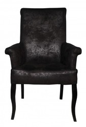 4250828366598 - Esszimmer Stuhl Dunkel Braun   Braun Veloursleder mit Armlehnen - Barock MÃ¶bel