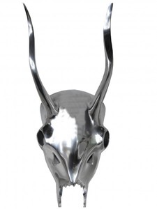 4250828366703 - Designer Geweih Deko Hirsch aus poliertem Aluminium Silber H 45 cm B 18 cm - Wandfigur - Geweih - Wandgeweih