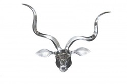 4250828366758 - Designer Geweih Deko Hirsch aus poliertem Aluminium Silber H 44 cm B 56 cm - Wandfigur - Geweih - Wandgeweih