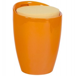 4250828368332 - Designer Hocker Orange mit Sitzpolster und Stauraum unter dem Sitz 4250828368332 - Designer Hocker Orange mit Sitzpolster und Stauraum unter dem Sitz