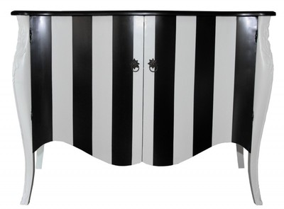4250828368677 - Barock Kommode Schwarz WeiÃ Streifen 120cm Mod - Antik Stil MÃ¶bel