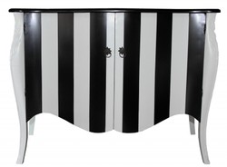 4250828368677 - Barock Kommode Schwarz WeiÃ Streifen 120cm Mod - Antik Stil MÃ¶bel