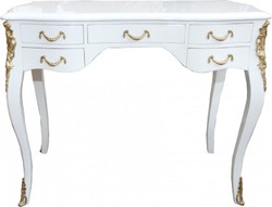 4251287707748 - Barock Schreibtisch Weiß Hochglanz Gold 100 x 80 x 58 cm- Sekretär Luxus Möbel 4251287707748 - Barock Schreibtisch Weiß Hochglanz Gold 100 x 80 x 58 cm- Sekretär Luxus Möbel