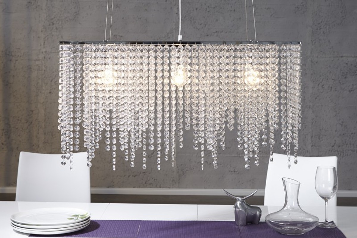 Casa Padrino Hängeleuchte Bling Bling 80 x 45 cm x 30 cm - Leuchte Lampe - Lange Deckenleuchte Casa Padrino Hängeleuchte Bling Bling 80 x 45 cm x 30 cm - Leuchte Lampe - Lange Deckenleuchte