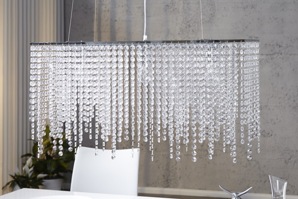 Casa Padrino Hängeleuchte Bling Bling 80 x 45 cm x 30 cm - Leuchte Lampe - Lange Deckenleuchte Casa Padrino Hängeleuchte Bling Bling 80 x 45 cm x 30 cm - Leuchte Lampe - Lange Deckenleuchte