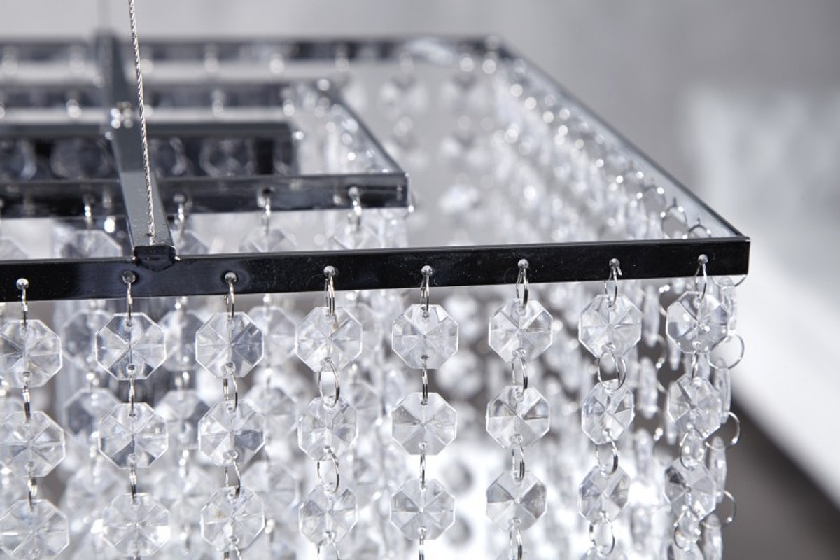 Casa Padrino Hängeleuchte Bling Bling 80 x 45 cm x 30 cm - Leuchte Lampe - Lange Deckenleuchte Casa Padrino Hängeleuchte Bling Bling 80 x 45 cm x 30 cm - Leuchte Lampe - Lange Deckenleuchte