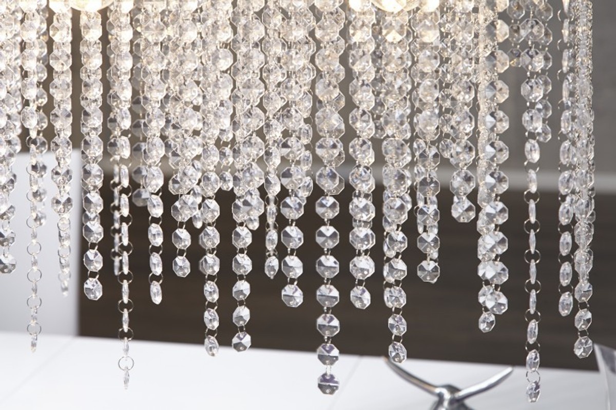 Casa Padrino Hängeleuchte Bling Bling 80 x 45 cm x 30 cm - Leuchte Lampe - Lange Deckenleuchte Casa Padrino Hängeleuchte Bling Bling 80 x 45 cm x 30 cm - Leuchte Lampe - Lange Deckenleuchte