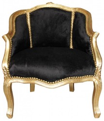4250828370199 - Barock Damen Salon Sessel Schwarz  Gold  - MÃ¶bel Antik Stil