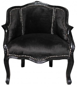 4250828370205 - Barock Damen Salon Sessel Schwarz  Schwarz  - MÃ¶bel Antik Stil
