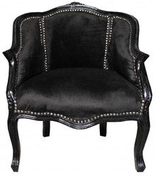 4250828370205 - Barock Damen Salon Sessel Schwarz  Schwarz  - MÃ¶bel Antik Stil