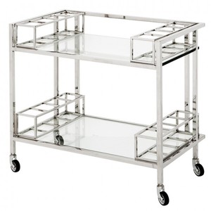 4250828370373 - Luxus Bar Trolley Servierwagen aus Edelstahl und Glas 80 x 48 x H 77 cm - Luxus Hotel & Restaurant Einrichtung MÃ¶bel