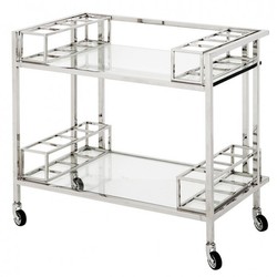 4250828370373 - Luxus Bar Trolley Servierwagen aus Edelstahl und Glas 80 x 48 x H 77 cm - Luxus Hotel & Restaurant Einrichtung MÃ¶bel