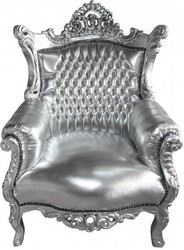 4250828370410 - Barock Sessel Al Capone Silber   Silber- Antik Stil