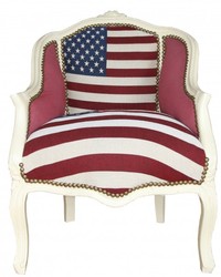 4250828370427 - Barock Damen Salon Sessel USA Design   Creme  - MÃ¶bel Antik Stil- USA Flagge
