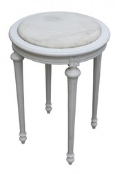 4250828370526 - Barock Beistelltisch Rund WeiÃ WeiÃ Marmorplatte  ModY24  72 x 49 cm Antik Stil
