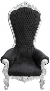 4250828370533 - Barock Thron Sessel Majestic Mod2 Schwarz Silber - Riesensessel -Thron Stuhl Tron