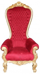 4250828370540 - Barock Thron Sessel Majestic Mod2 Bordeaux Rot Gold  - Riesensessel -Thron Stuhl Tron