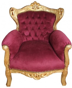4250828370588 - Barock Kinder Sessel Bordeaux   Gold - Barock MÃ¶bel