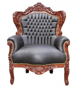 4250828371066 - Barock Sessel King Braun Lederoptik   Braun Antik MÃ¶bel