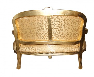 Casa Padrino Baroque Kids Bench Gold Pattern / Gold Antique Style – Bild 2