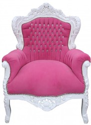 4250828371400 - Barock Sessel King Rosa WeiÃ mit Bling Bling Glitzersteinen