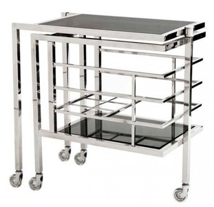4250828371622 - Luxus Bar Trolley Servierwagen aus Edelstahl und Glas 77 x 42 x H 77 cm - Luxus Hotel & Restaurant Einrichtung MÃ¶bel