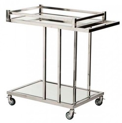 4250828371639 - Luxus Bar Trolley Servierwagen aus Edelstahl und Glas 78 x 46 x H 79 cm - Luxus Hotel & Restaurant Einrichtung Möbel 4250828371639 - Luxus Bar Trolley Servierwagen aus Edelstahl und Glas 78 x 46 x H 79 cm - Luxus Hotel & Restaurant Einrichtung Möbel