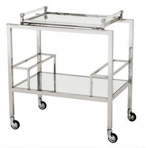 4250828371646 - Luxus Bar Trolley Servierwagen aus Edelstahl und Glas 72 x 47 x H 72 cm - Luxus Hotel & Restaurant Einrichtung MÃ¶bel