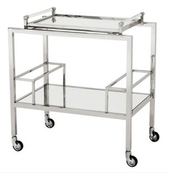4250828371646 - Luxus Bar Trolley Servierwagen aus Edelstahl und Glas 72 x 47 x H 72 cm - Luxus Hotel & Restaurant Einrichtung MÃ¶bel