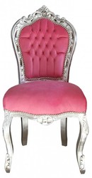 4250828371851 - Barock Esszimmerstuhl Pink Silber ohne Armlehnen