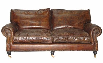 4250828372377 - Luxus Echt Leder Sofa Vintage Leder 3 Sitzer - Art Deco