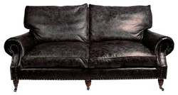 4250828372384 - Luxus Echt Leder Sofa Vintage Leder 3 Sitzer Schwarz Art Deco