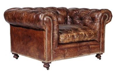 4250828372551 - Chesterfield Luxus Echt Leder Sessel Vintage Leder Kensington Cigar Braun - Club Sessel