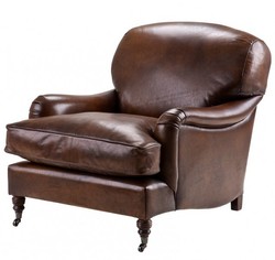 4250828372612 - Chesterfield Luxus Echt Leder Ohrensessel Vintage Leder Dunkelbraun von - Club Sessel
