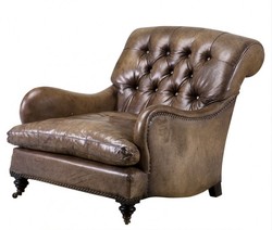 4250828372674 - Chesterfield Luxus Echt Leder Ohrensessel New York Vintage Leder Olive von - Club Sessel