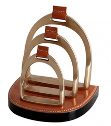 4250828372940 - Luxus BriefstÃ¤nder Echtleder Braun   Messing 4 x 8 cm x H12cm - Leder StÃ¤nder Briefe Visitenkarten - BÃ¼ro Accessoire